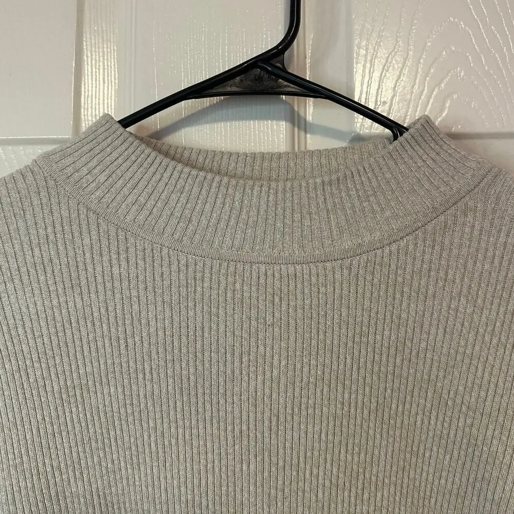 Karen Scott Women’s Ribbed Mock Neck Sweater Size XXL Tan Minimalist Normcore